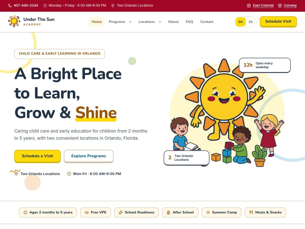 Under The Sun Academy website