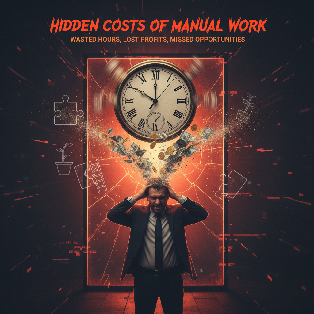 Infografia de costos ocultos de procesos manuales en negocios hispanos que un agente de IA puede eliminar